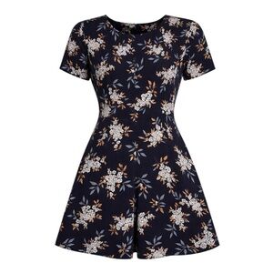 Vintage Westport Ltd. Floral Fit & Flare Romper Skort Size 10 Black Blue